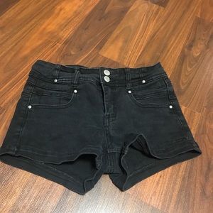 black jean shorts